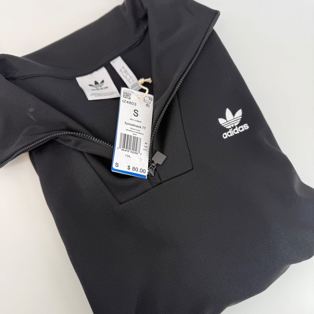 Adidas Originals Black Funnel Neck Track Jacket Trefoil Logo Men's Size S